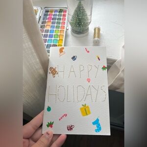 Handmade happy holidays card, Greeting card, holiday gift, Christmas gifts
